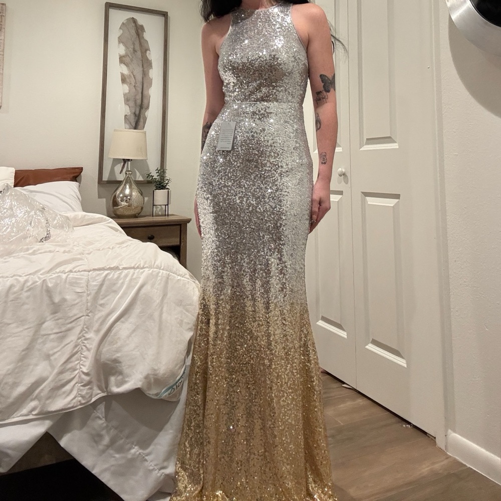 Sparkly ombré silver to gold dress size XS